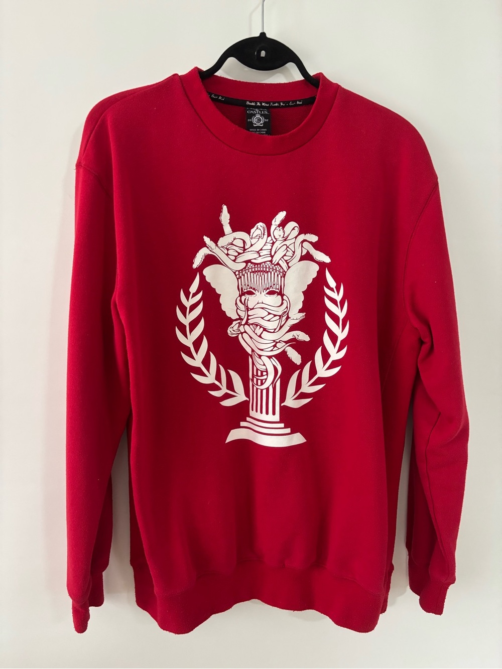 Crooks & Castles Red Crewneck Sweatshirt with White Graphic